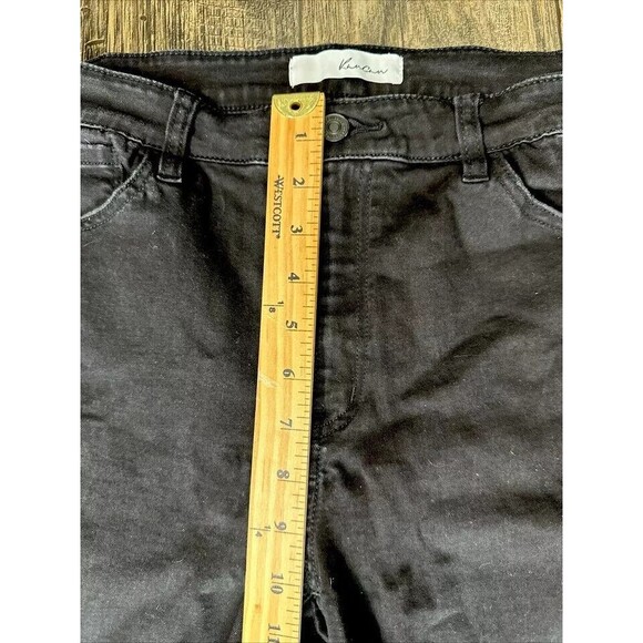 KanCan Jeans Black Side Ankle Zipper Raw Hem Distressed Denim Womens Size 13/30 - Picture 4 of 7